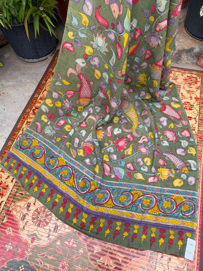Silkcotton Penkalamkari Dupattas.