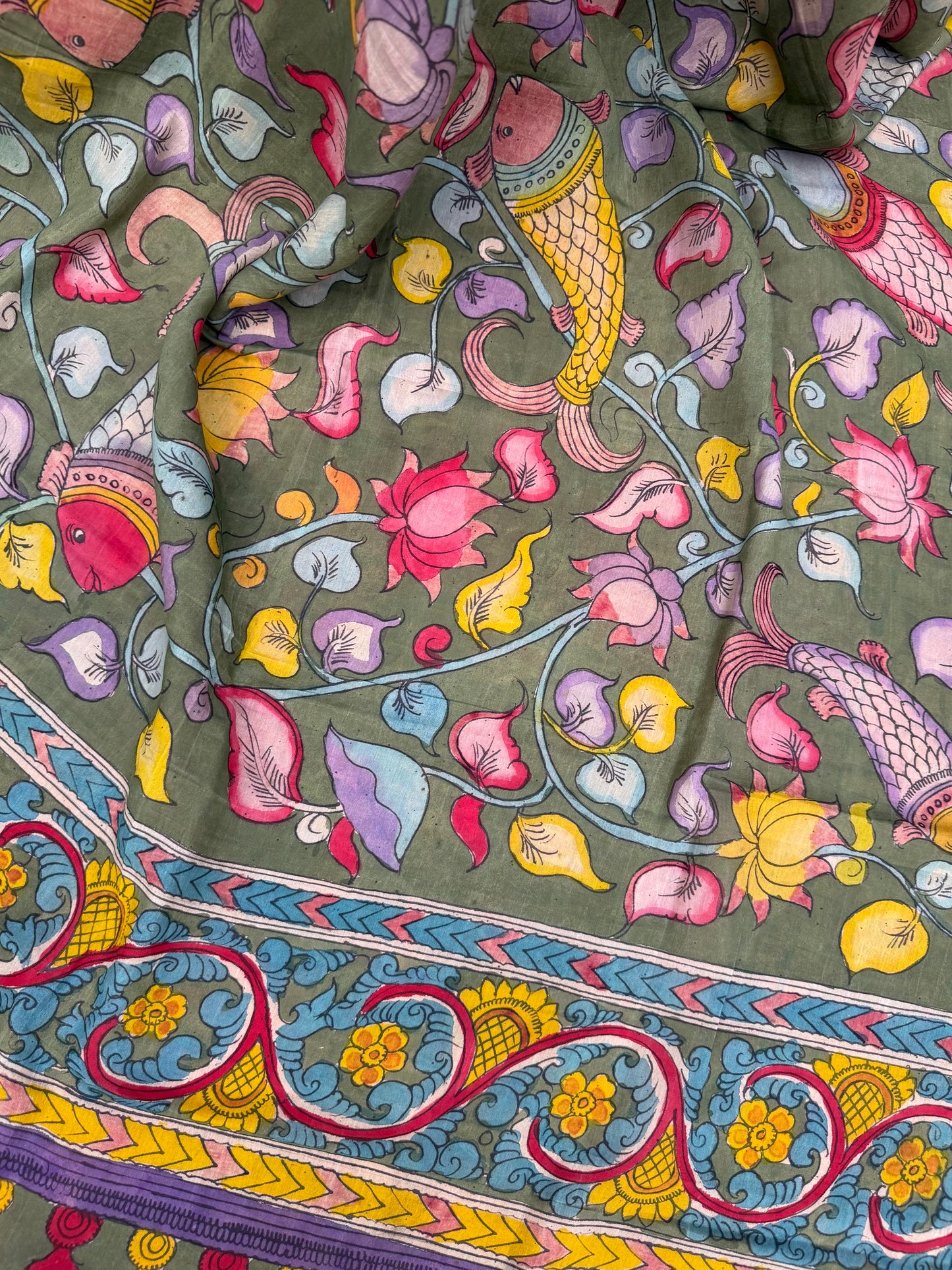 Silkcotton Penkalamkari Dupattas.
