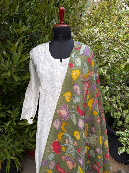 Silkcotton Penkalamkari Dupattas.