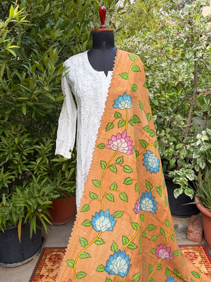 Silkcotton Penkalamkari Dupattas.