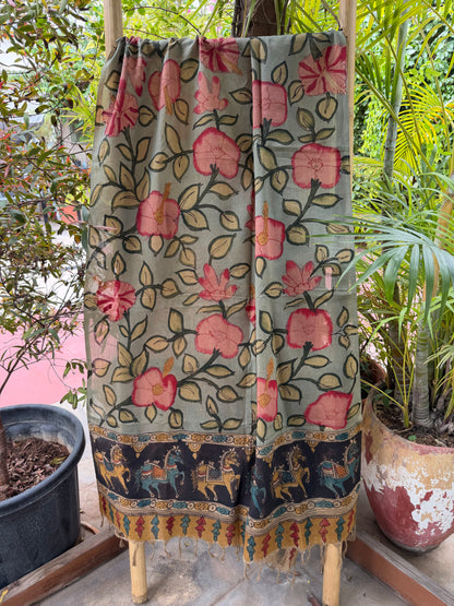 Bangalore silk penkalamkari dupatta