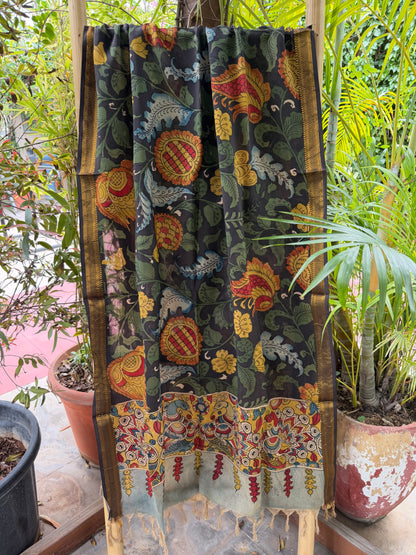 Bangalore silk penkalamkari dupatta