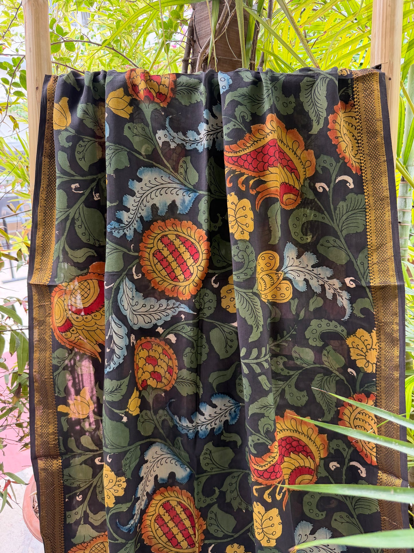 Bangalore silk penkalamkari dupatta