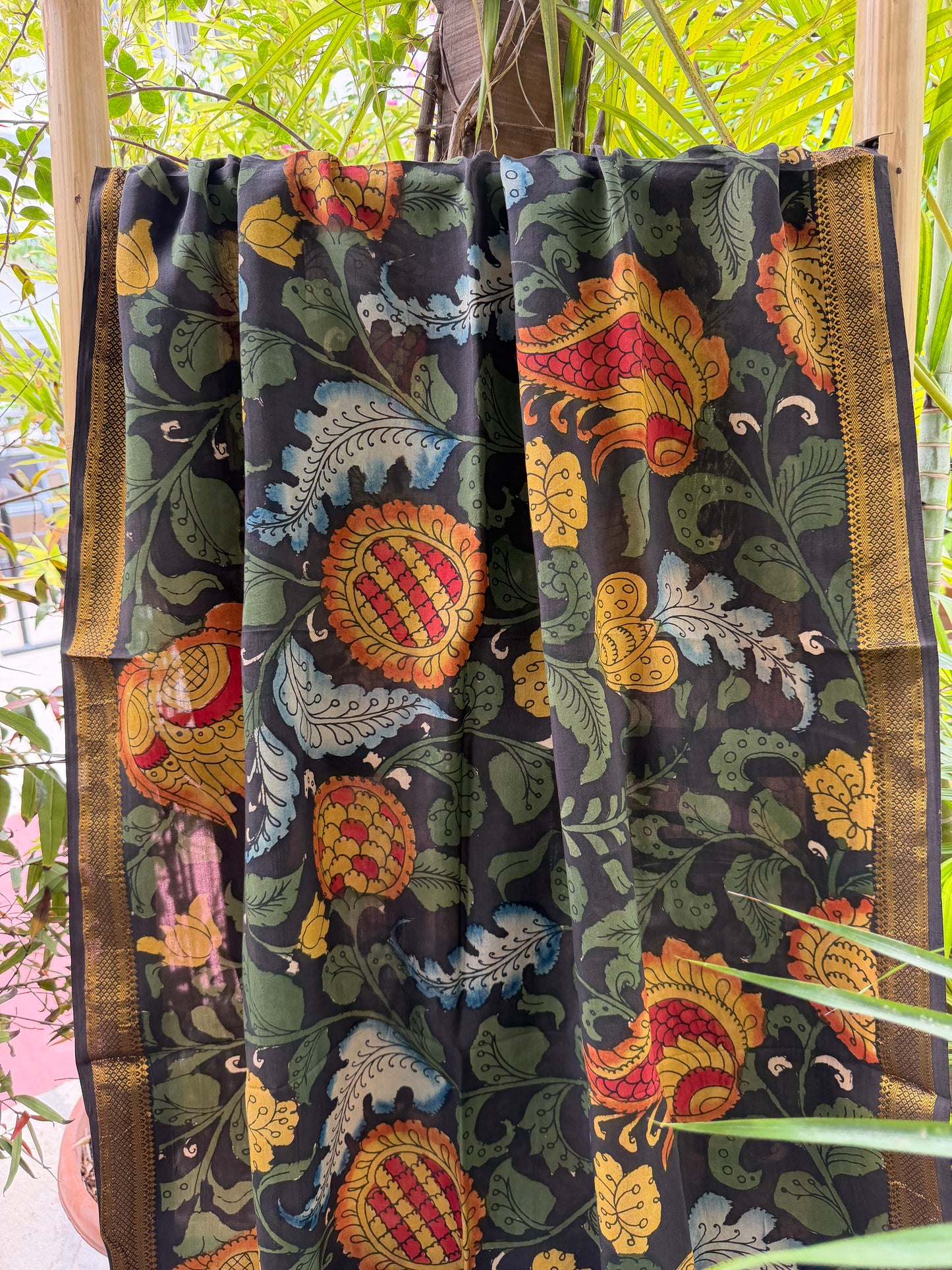 Bangalore silk penkalamkari dupatta