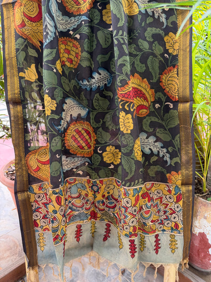 Bangalore silk penkalamkari dupatta