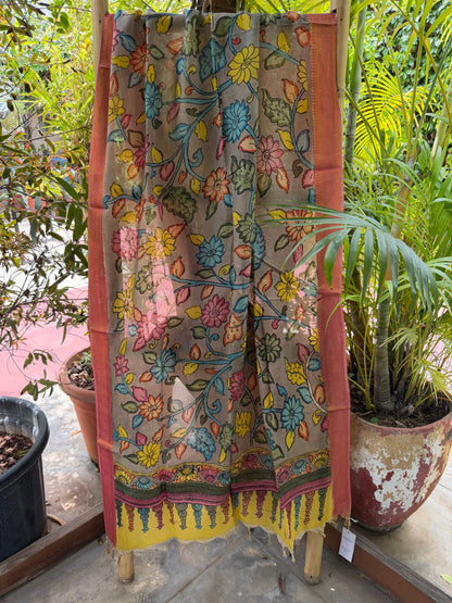 Bangalore silk penkalamkari dupatta