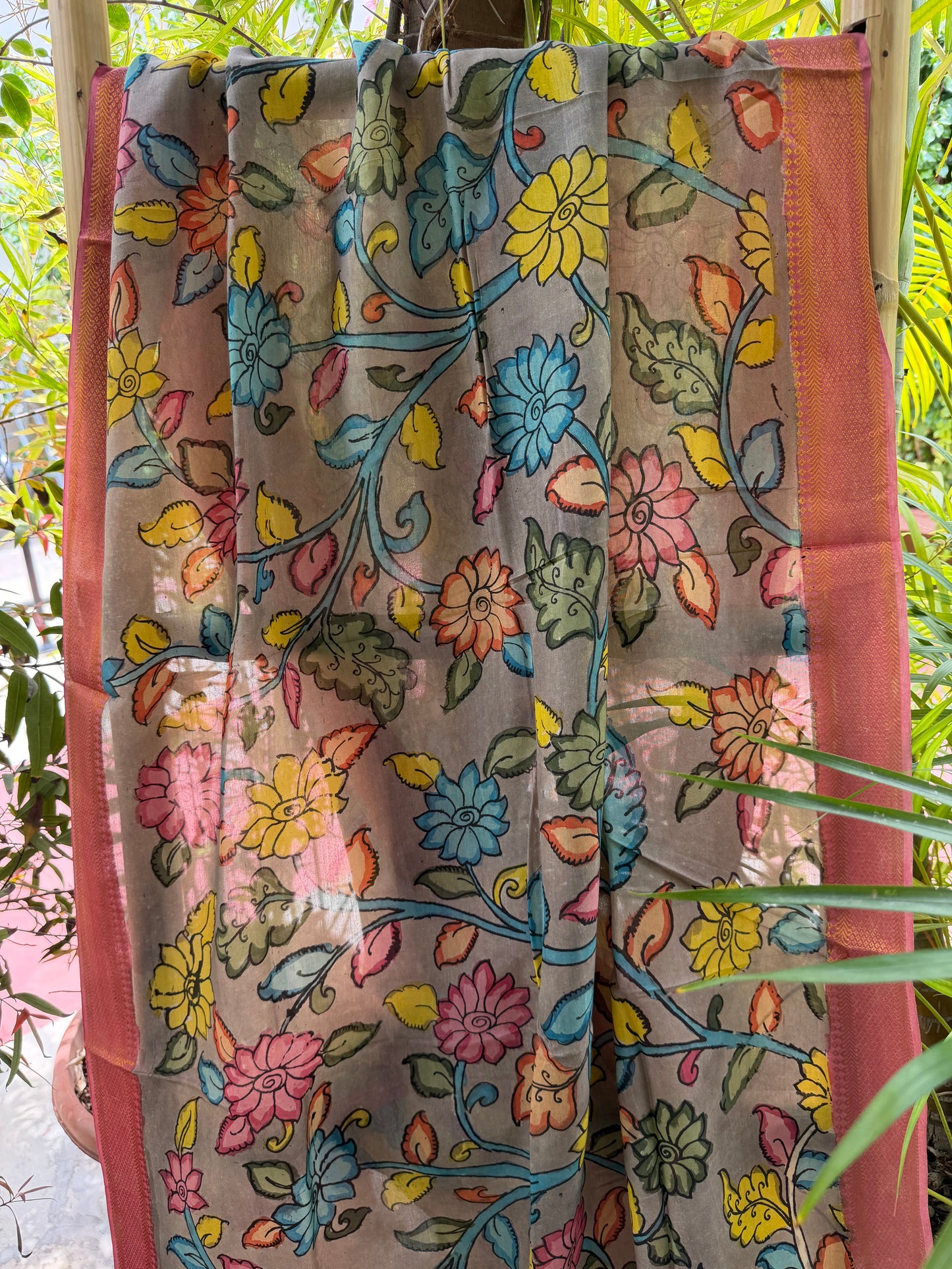 Bangalore silk penkalamkari dupatta