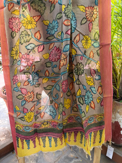 Bangalore silk penkalamkari dupatta