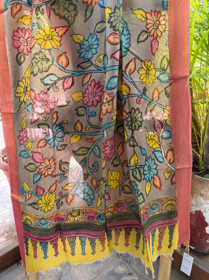 Bangalore silk penkalamkari dupatta