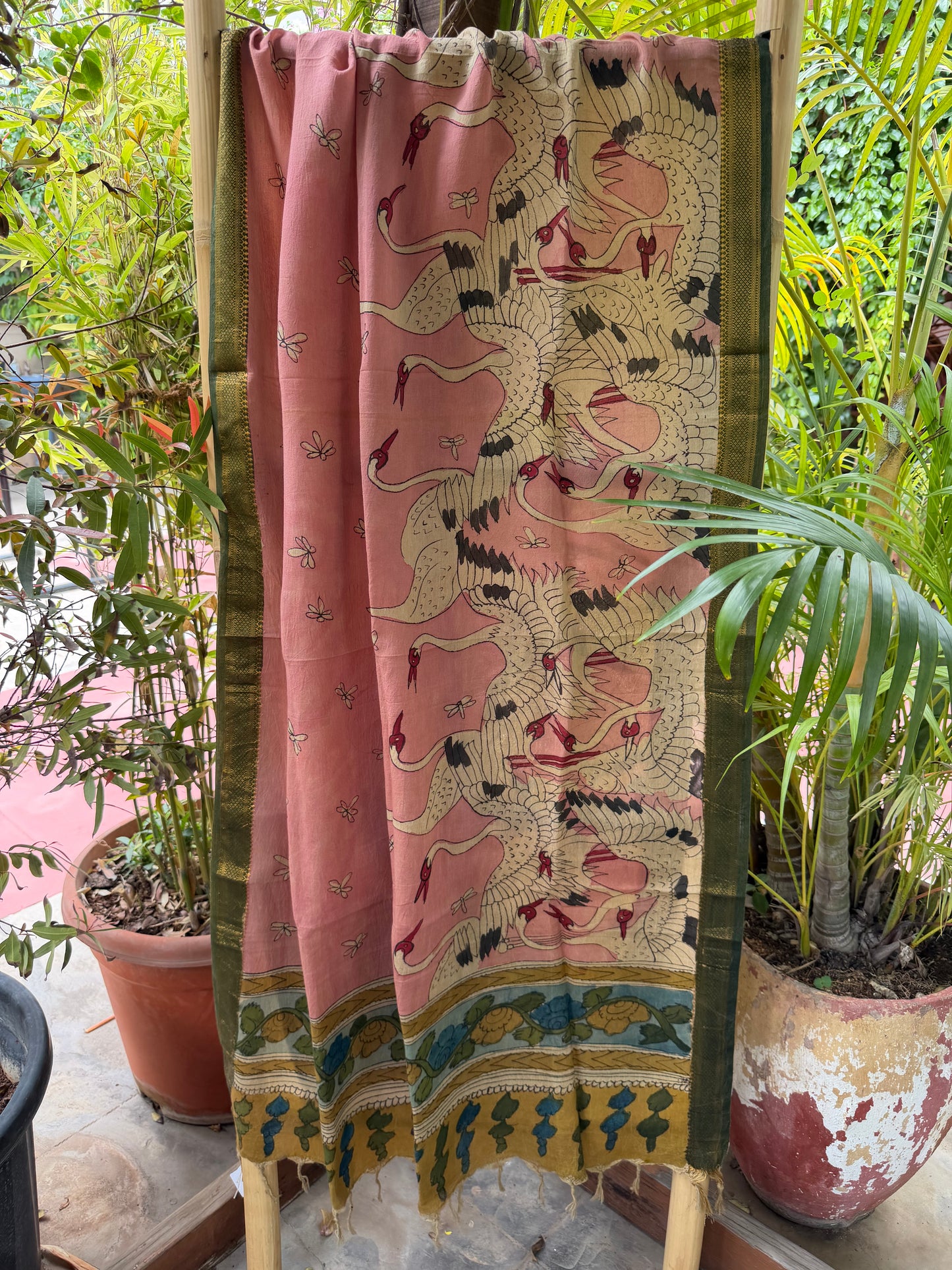 Bangalore silk penkalamkari dupatta