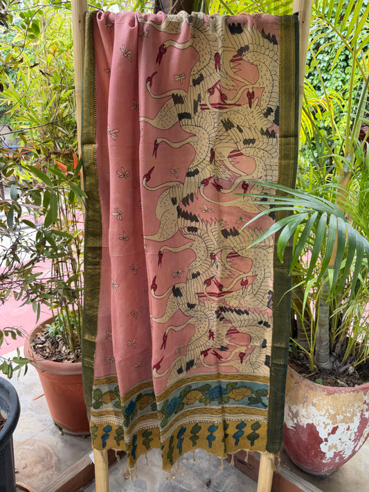 Bangalore silk penkalamkari dupatta
