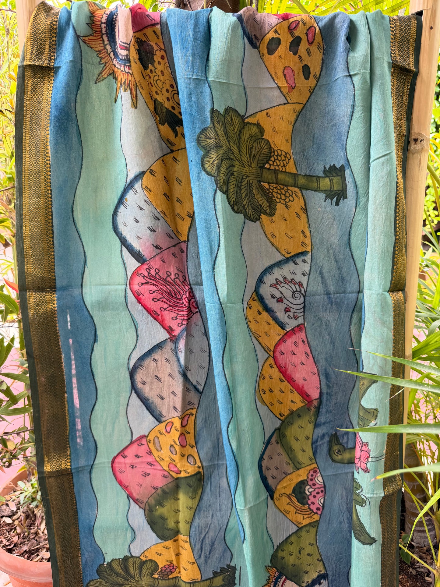 Bangalore silk penkalamkari dupatta