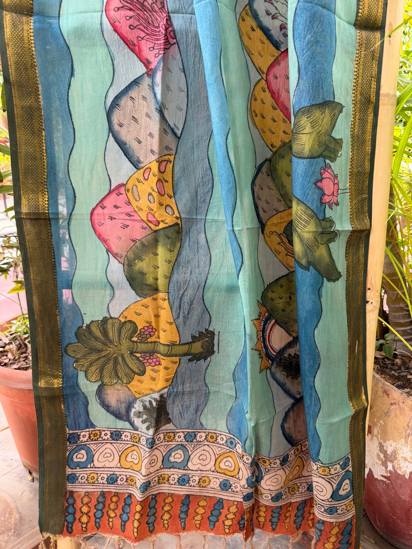 Bangalore silk penkalamkari dupatta