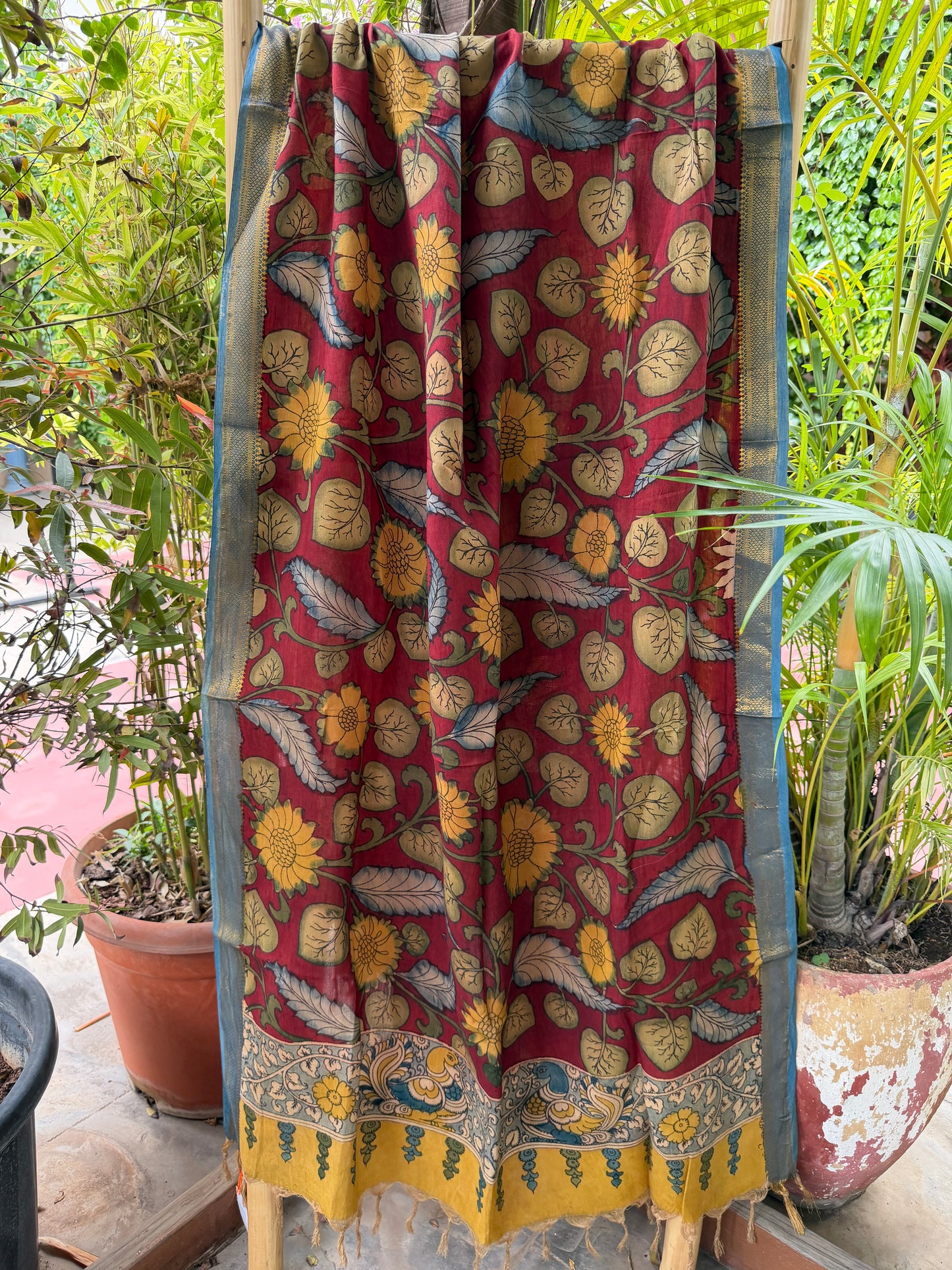 Bangalore silk penkalamkari dupatta