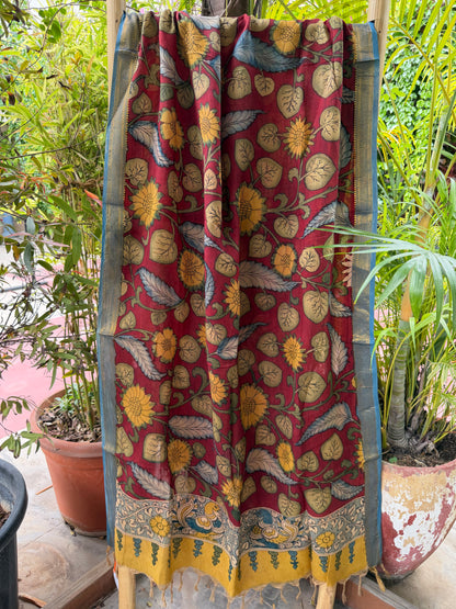 Bangalore silk penkalamkari dupatta