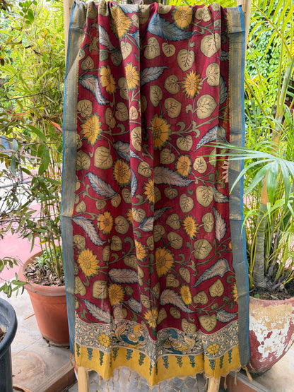Bangalore silk penkalamkari dupatta
