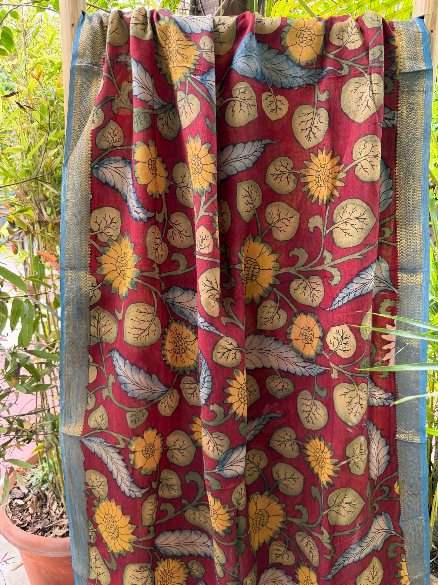Bangalore silk penkalamkari dupatta