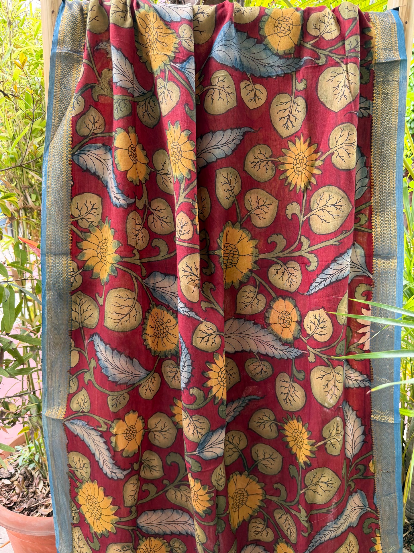 Bangalore silk penkalamkari dupatta