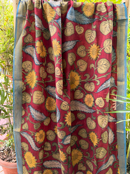 Bangalore silk penkalamkari dupatta