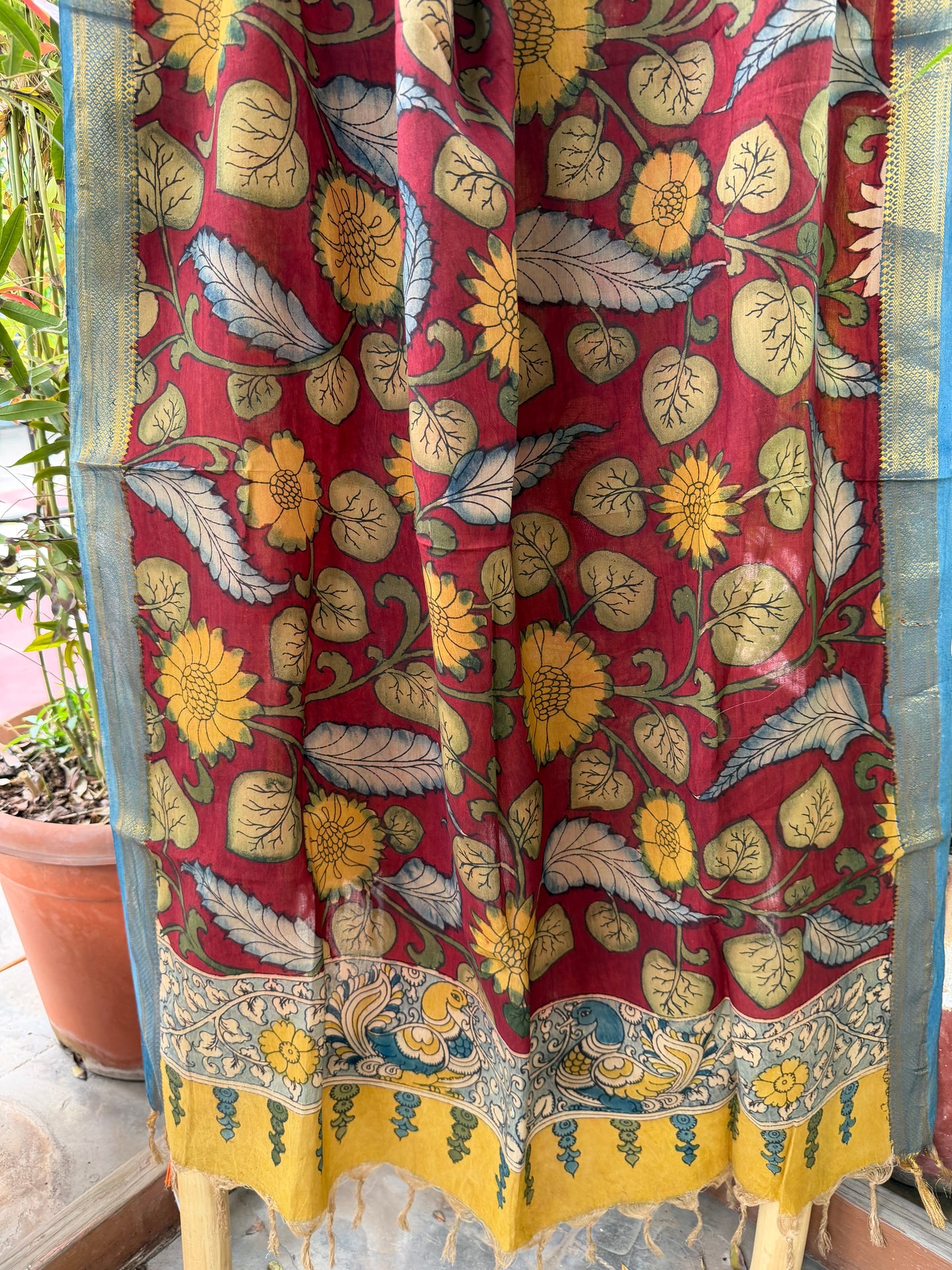 Bangalore silk penkalamkari dupatta