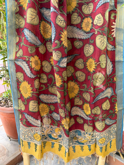 Bangalore silk penkalamkari dupatta