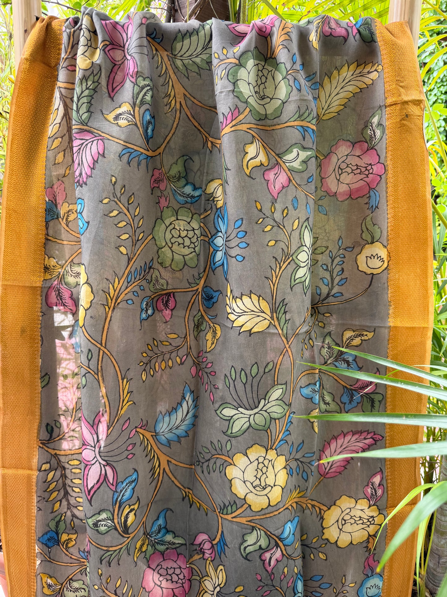 Bangalore silk penkalamkari dupatta