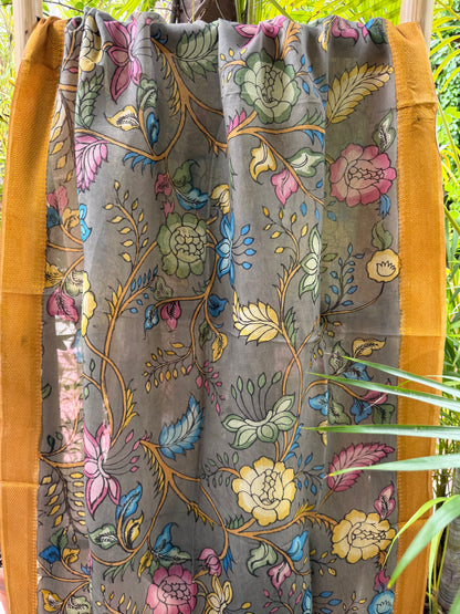 Bangalore silk penkalamkari dupatta