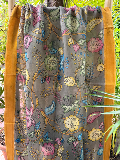 Bangalore silk penkalamkari dupatta