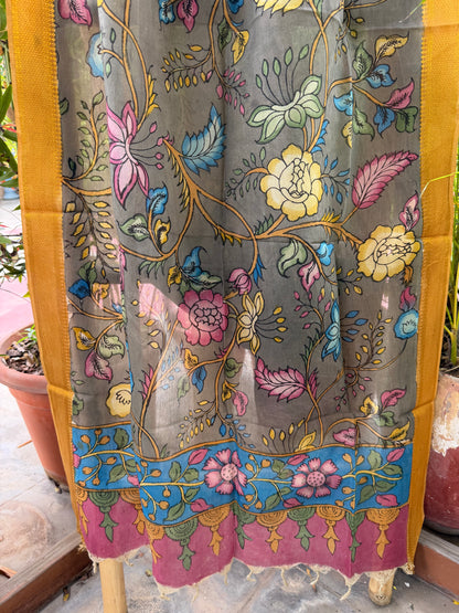 Bangalore silk penkalamkari dupatta