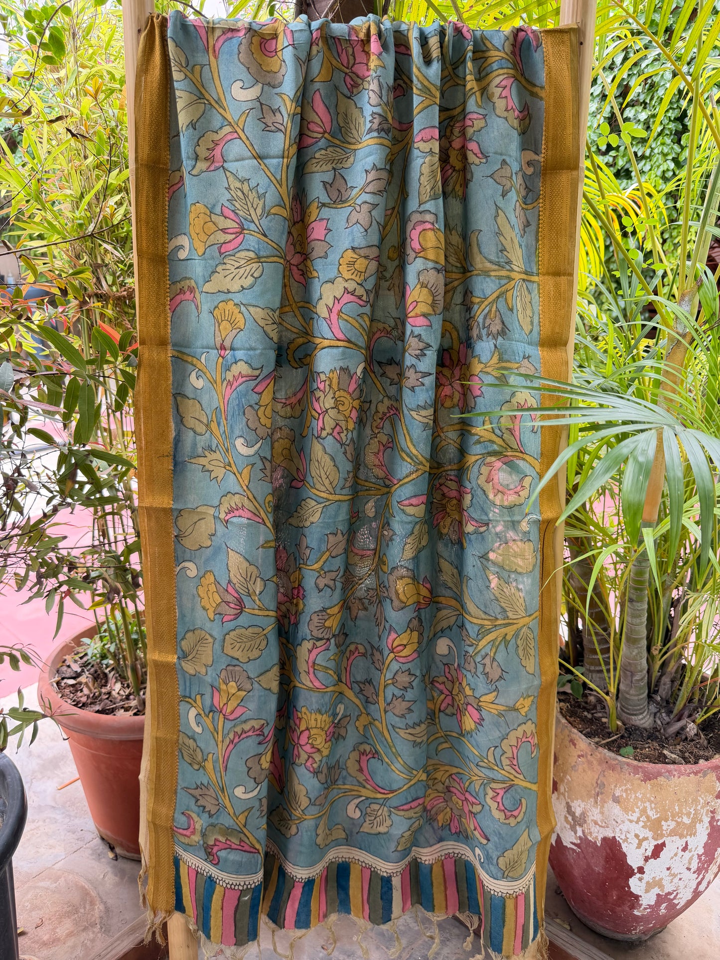 Bangalore silk penkalamkari dupatta
