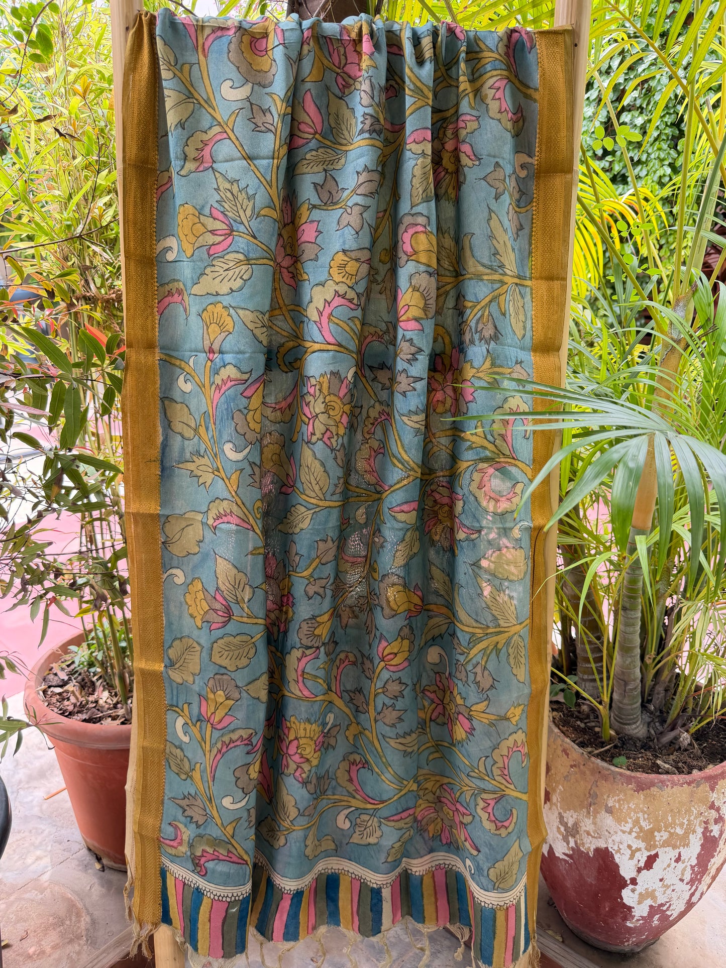 Bangalore silk penkalamkari dupatta