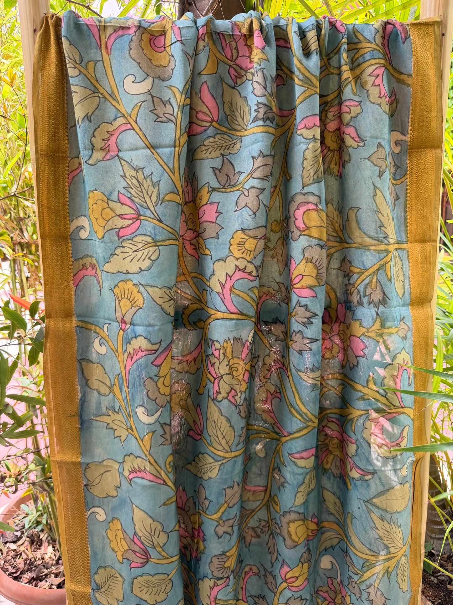 Bangalore silk penkalamkari dupatta