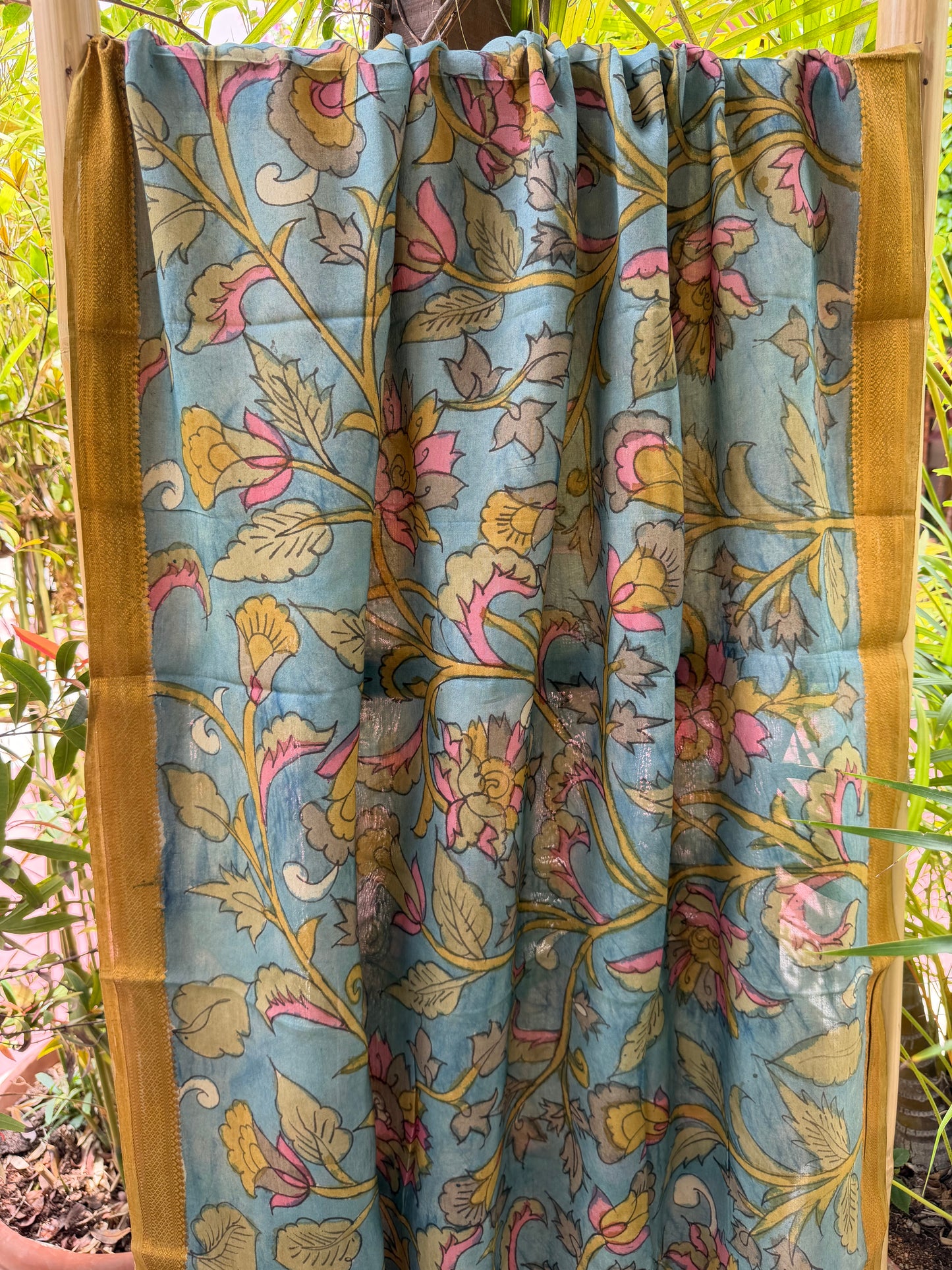 Bangalore silk penkalamkari dupatta
