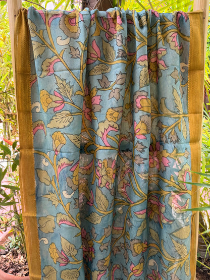 Bangalore silk penkalamkari dupatta