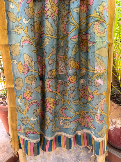 Bangalore silk penkalamkari dupatta