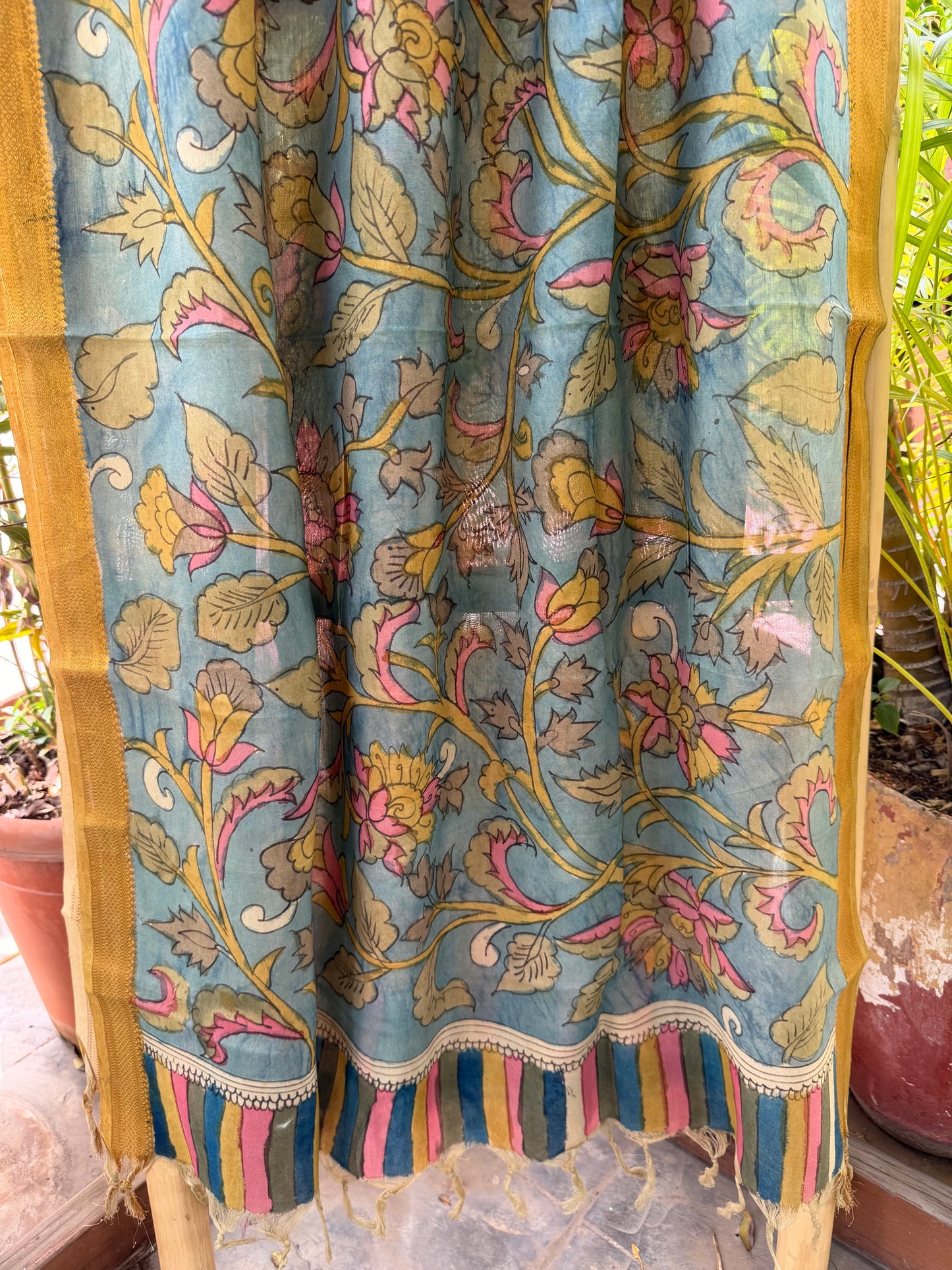 Bangalore silk penkalamkari dupatta