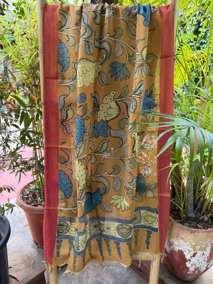 Bangalore silk penkalamkari dupatta