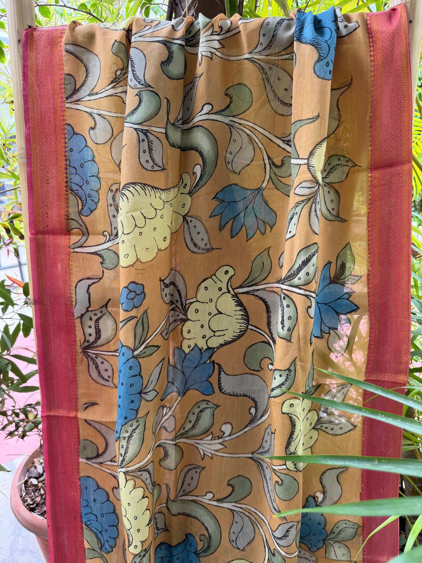 Bangalore silk penkalamkari dupatta