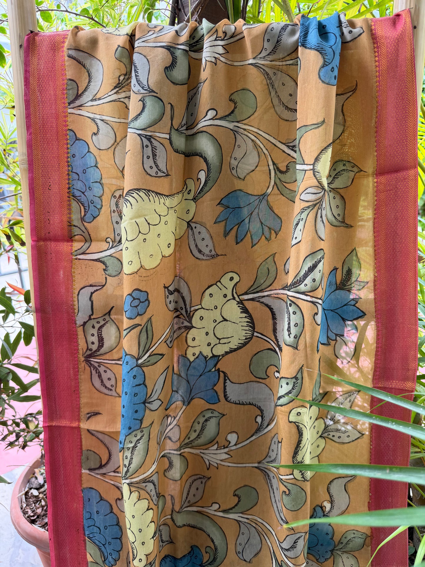 Bangalore silk penkalamkari dupatta