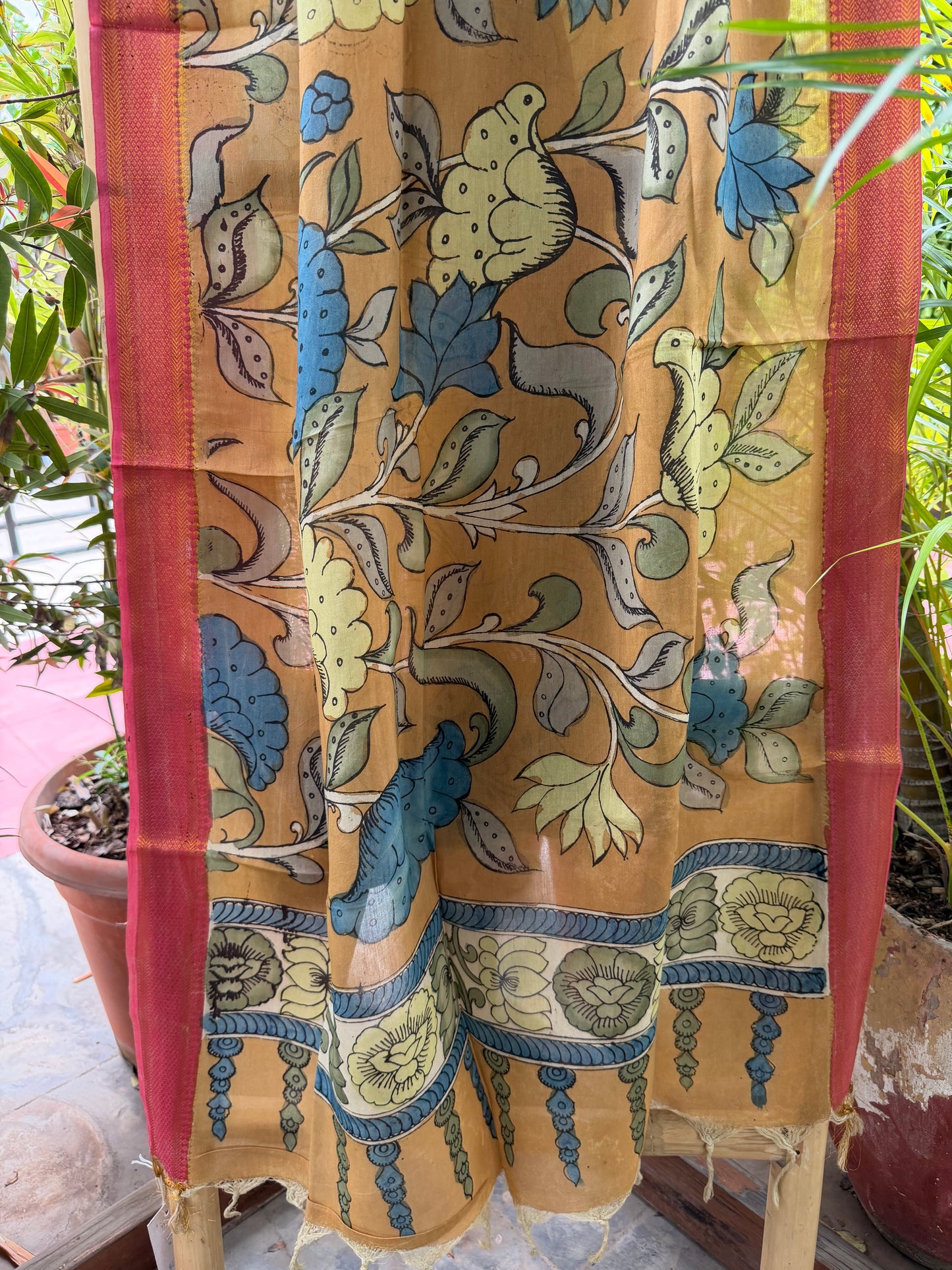Bangalore silk penkalamkari dupatta