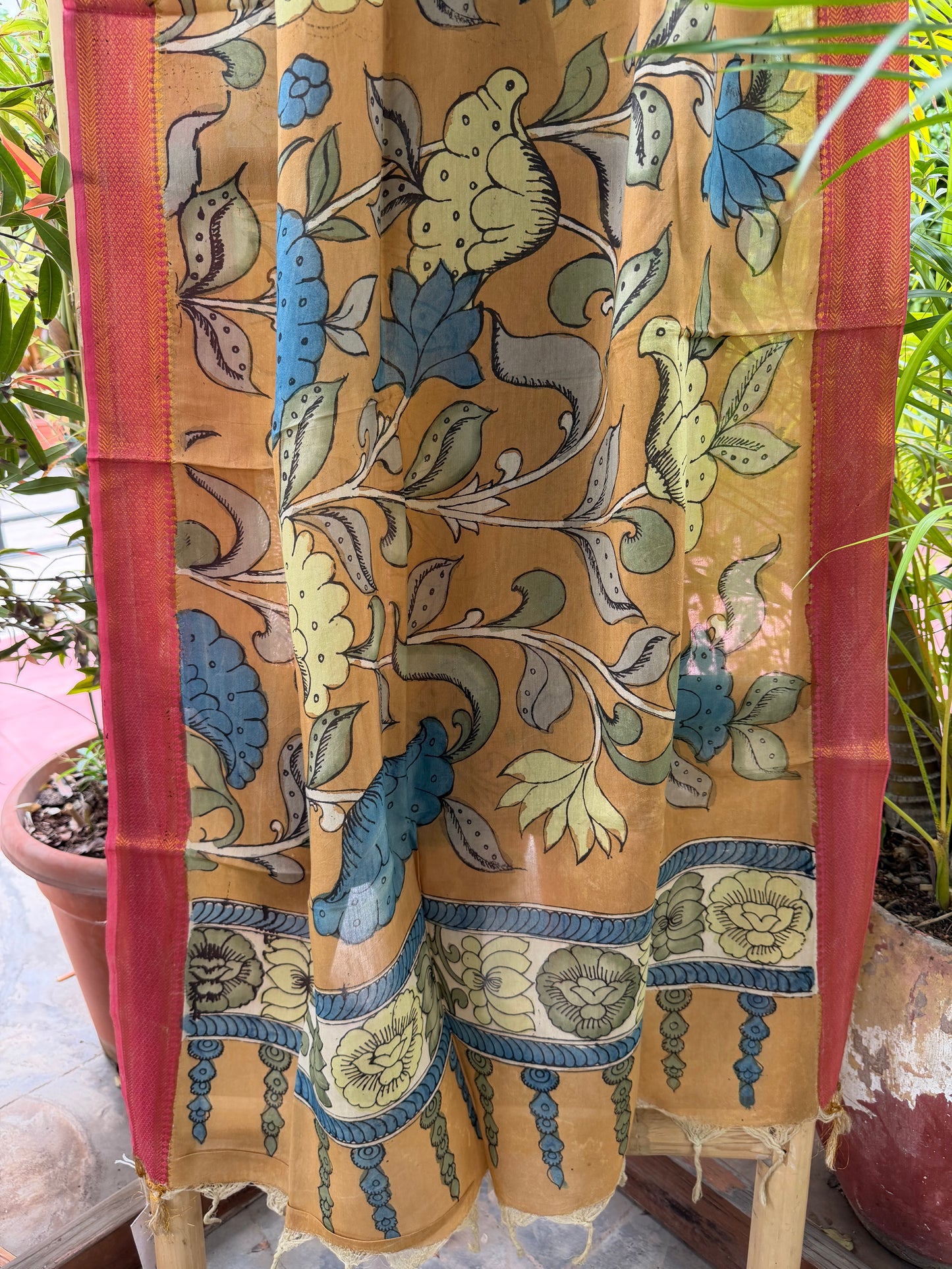 Bangalore silk penkalamkari dupatta