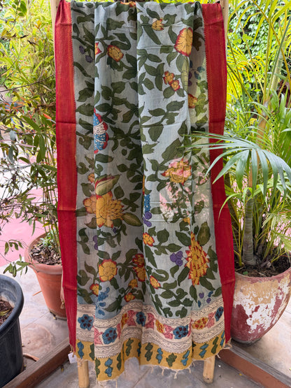 Bangalore silk penkalamkari dupatta