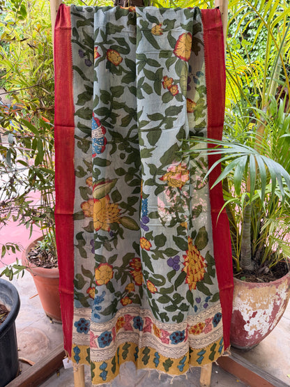 Bangalore silk penkalamkari dupatta