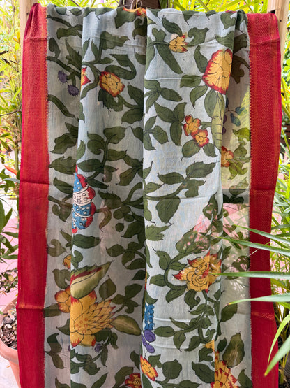 Bangalore silk penkalamkari dupatta