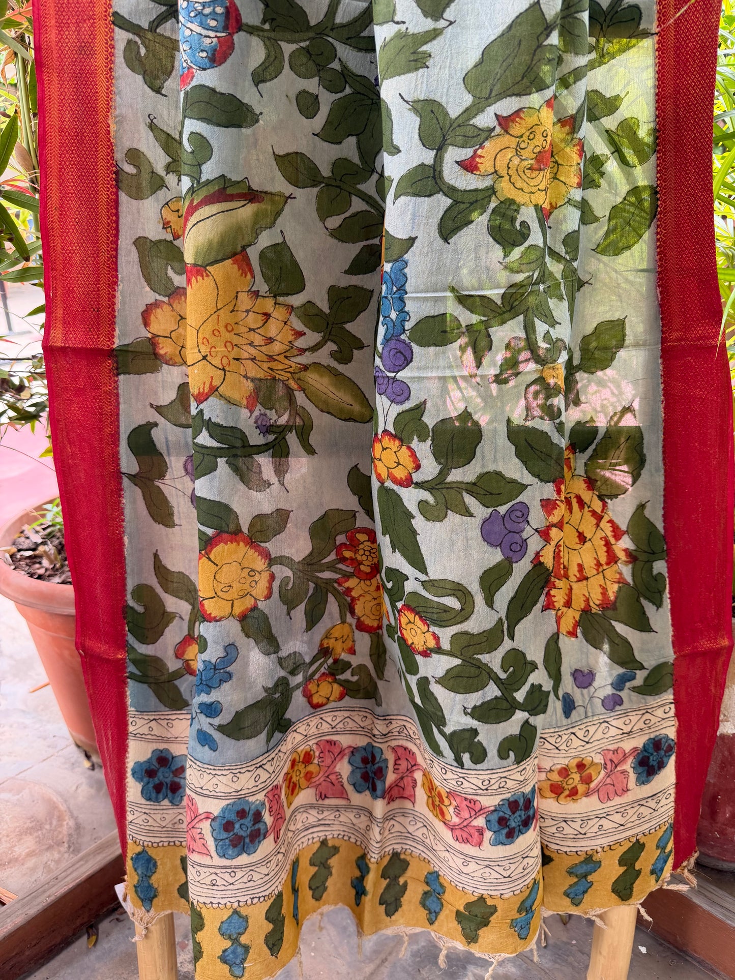 Bangalore silk penkalamkari dupatta