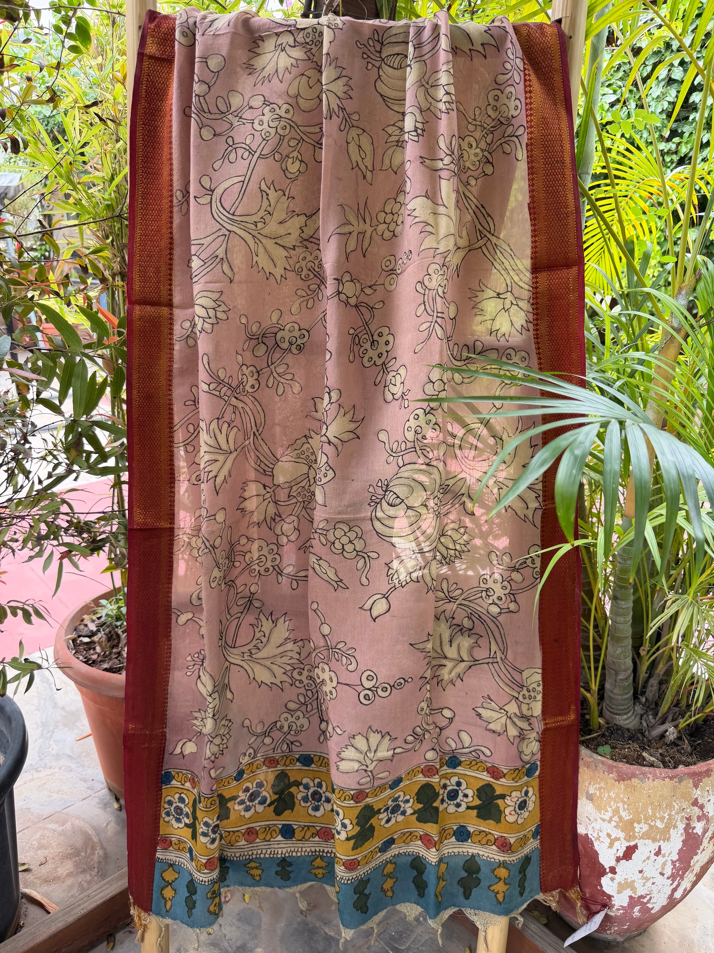 Bangalore silk penkalamkari dupatta