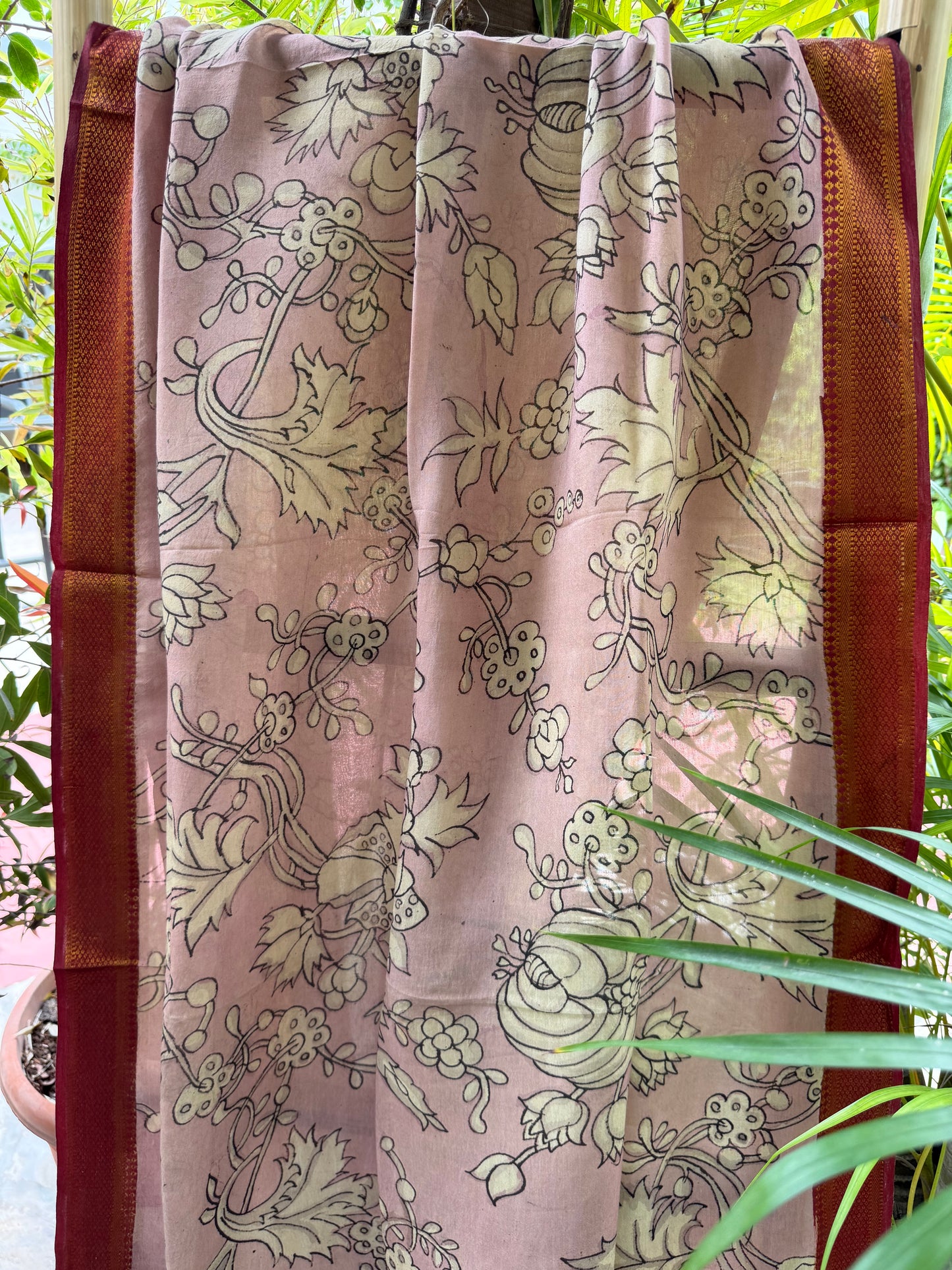 Bangalore silk penkalamkari dupatta