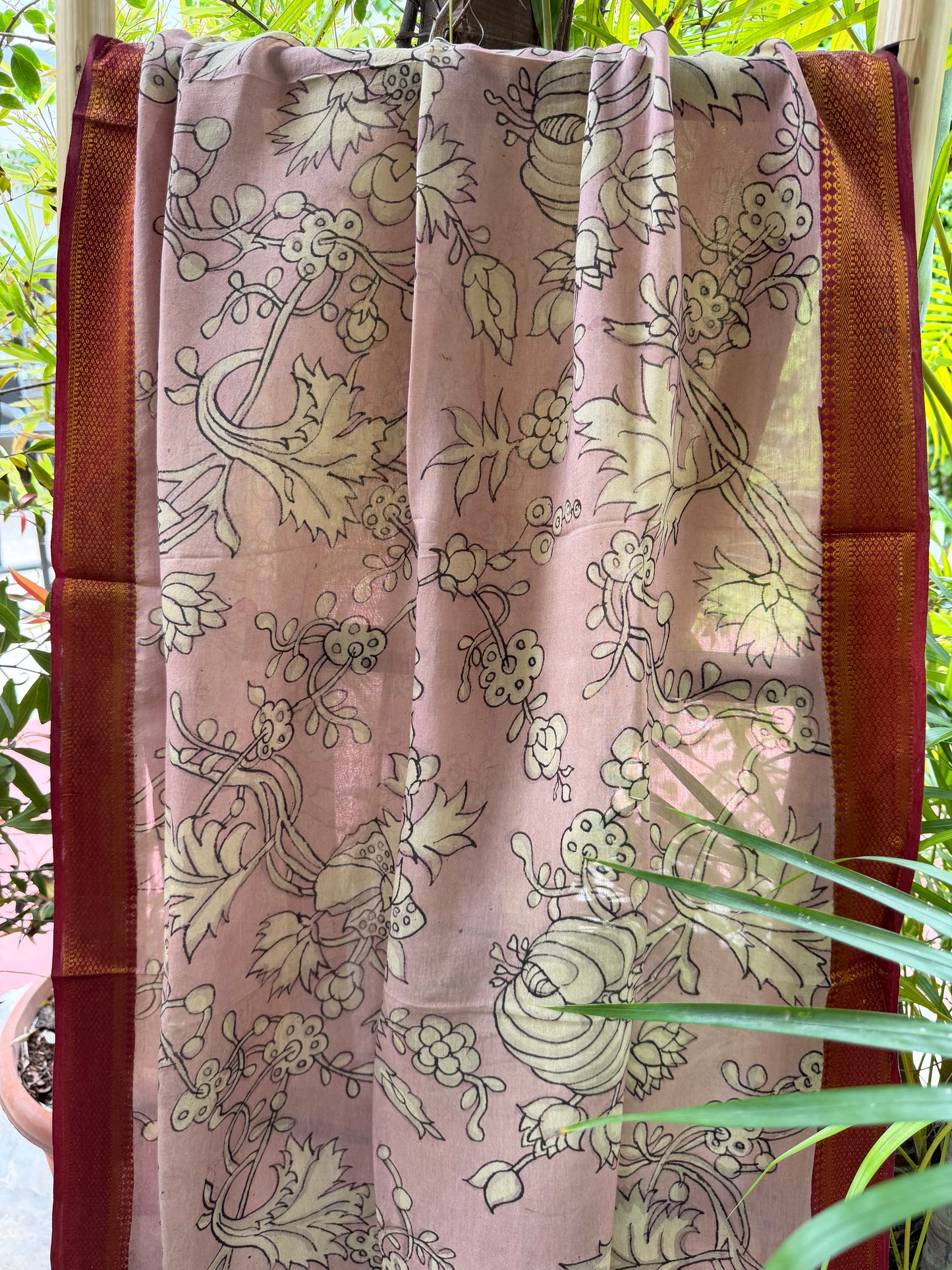 Bangalore silk penkalamkari dupatta