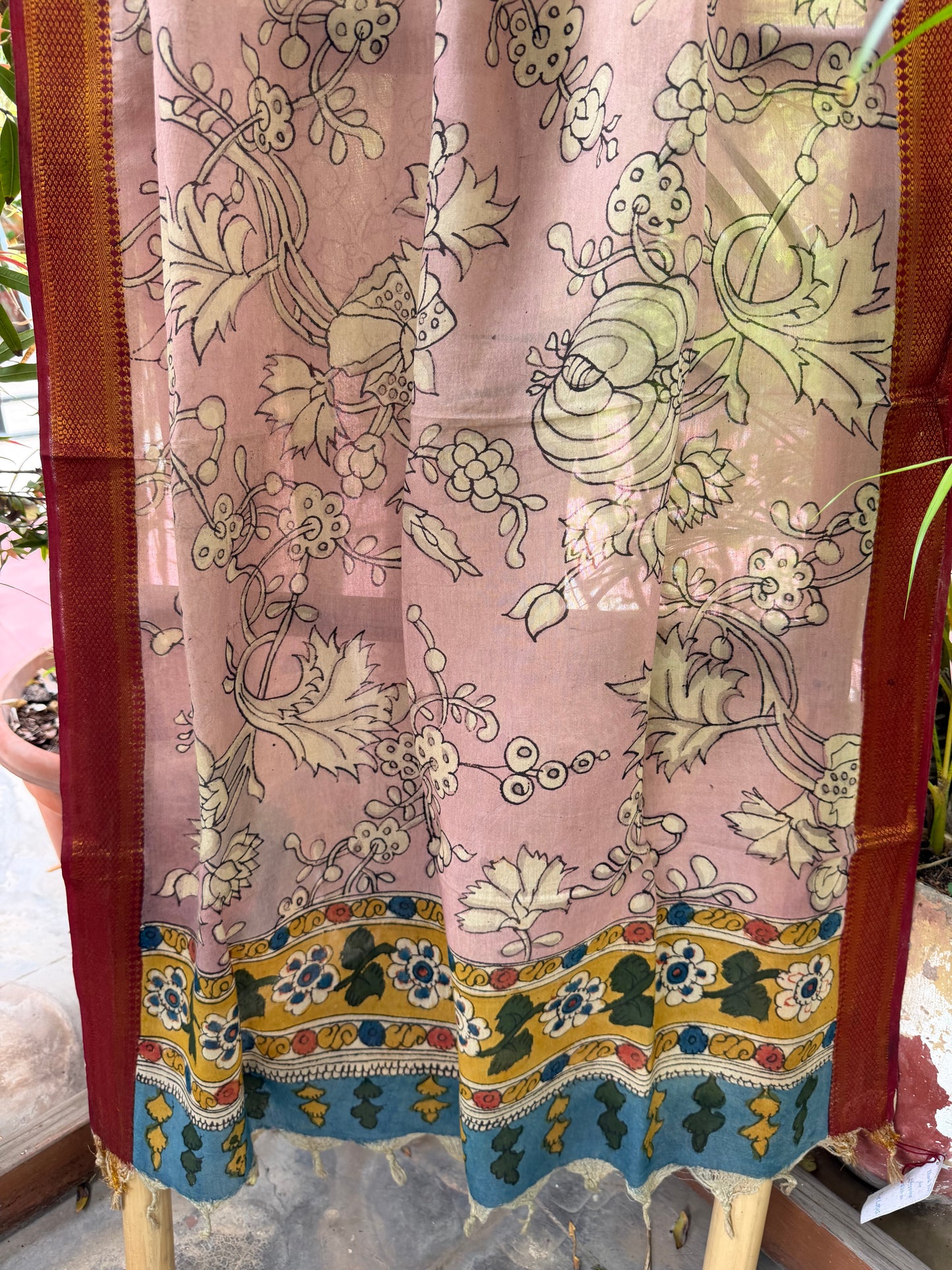 Bangalore silk penkalamkari dupatta
