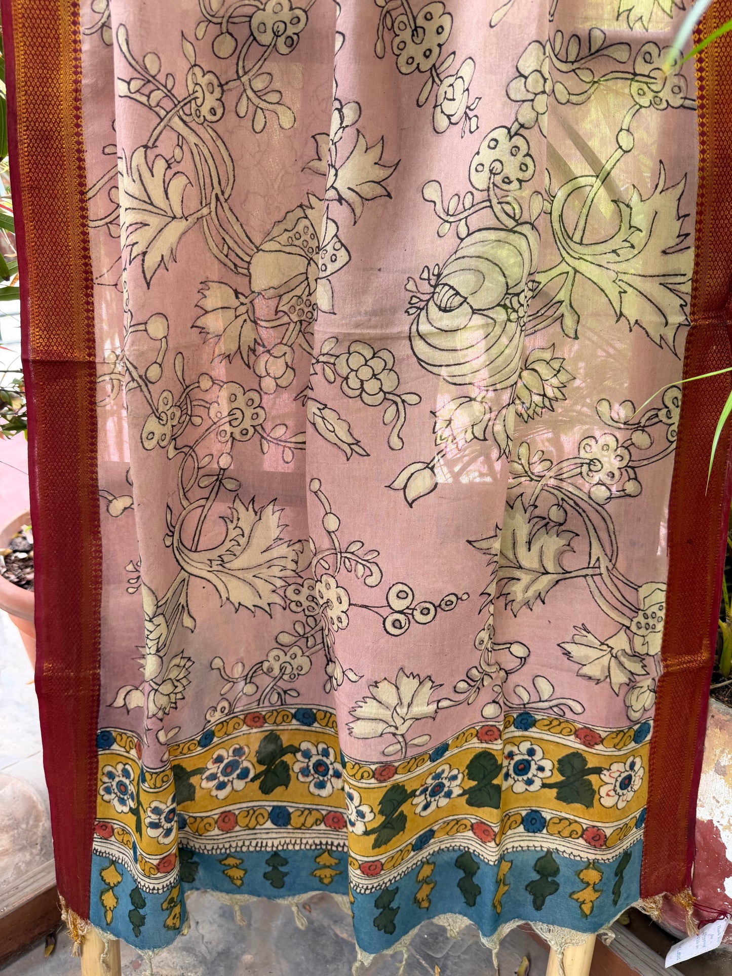 Bangalore silk penkalamkari dupatta